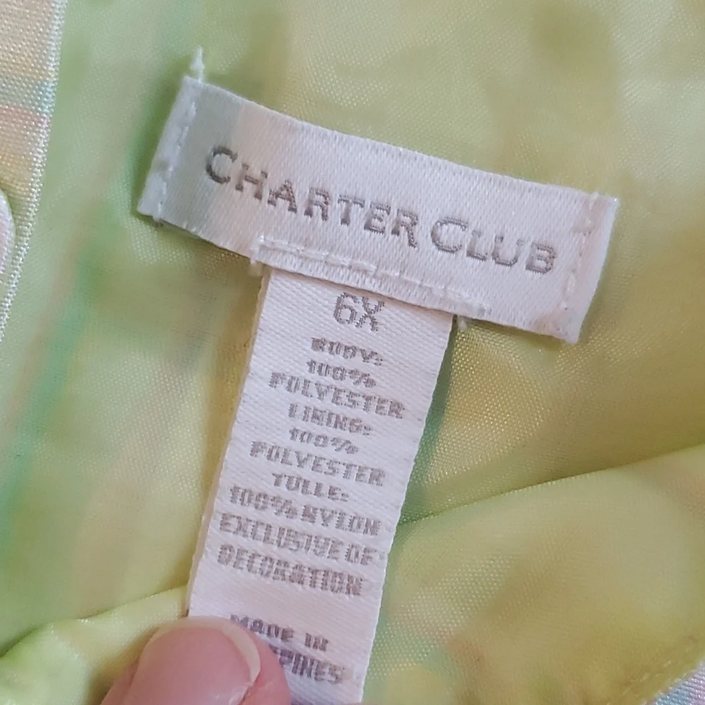 Charter Club Girls Green‎ Plaid Pastel Sleeveless Long Dress Size 6X